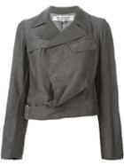 Comme Des Garçons Comme Des Garçons Cropped Biker Jacket, Women's, Size: Small, Grey, Cupro/wool