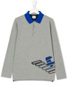 Armani Junior - Teen Long-sleeved Polo Shirt - Kids - Cotton/spandex/elastane - 16 Yrs, Grey