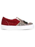 Chiara Ferragni Flirting Slip-on Sneakers, Women's, Size: 36, Red, Leather/rubber/pvc