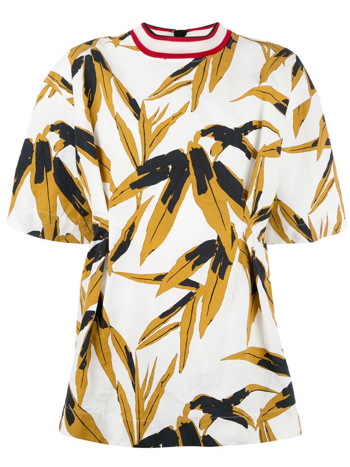 Marni Swash Print Top, Women's, Size: 38, White, Silk/cotton/linen/flax