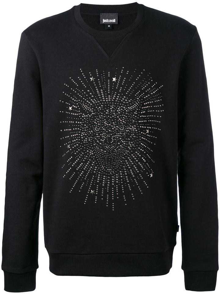 Studded Tiger Face Sweatshirt - Men - Cotton - L, Black, Cotton, Just Cavalli