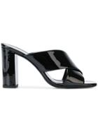 Saint Laurent Loulou 95 Cross Strap Sandals - Black