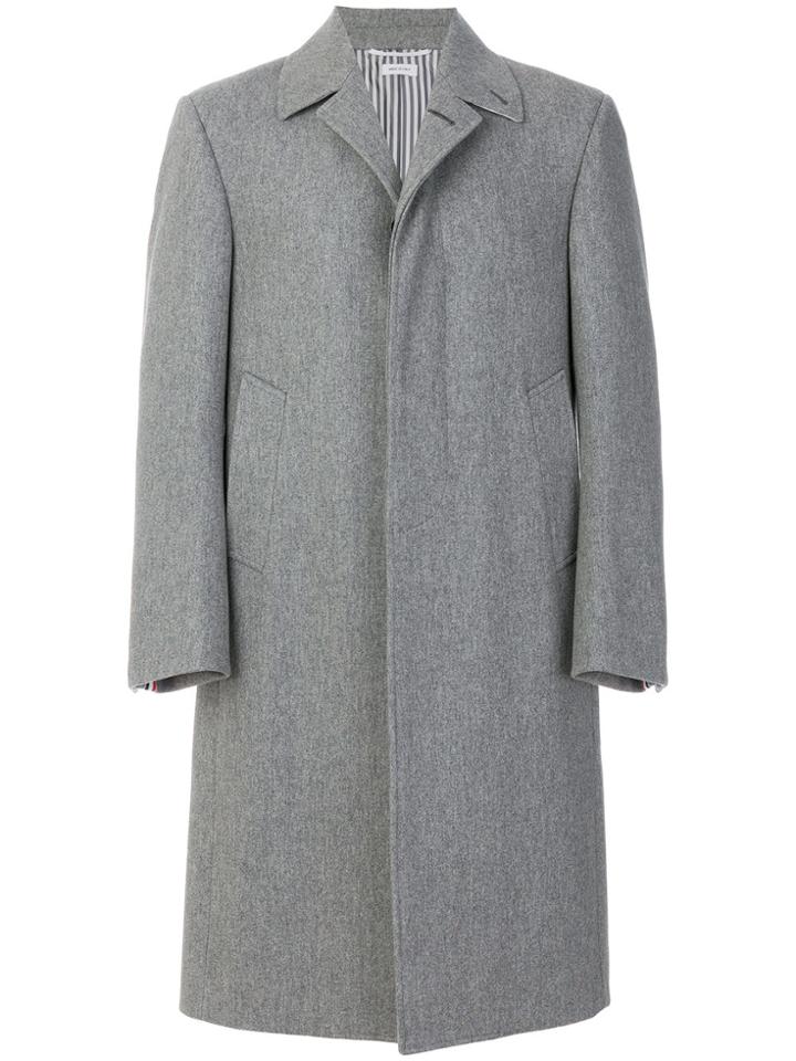 Thom Browne Classic Single-breasted Melton Wool Overcoat - Grey