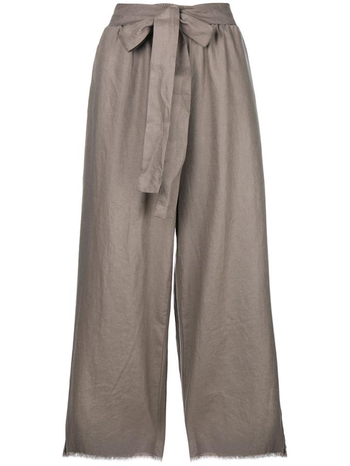 Gold Hawk Wide Leg Belted Trousers - Grey