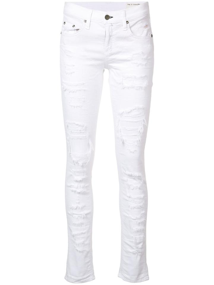 Rag & Bone /jean - Brigade Ripped Skinny Jeans - Women - Cotton/spandex/elastane/tencel - 26, White, Cotton/spandex/elastane/tencel