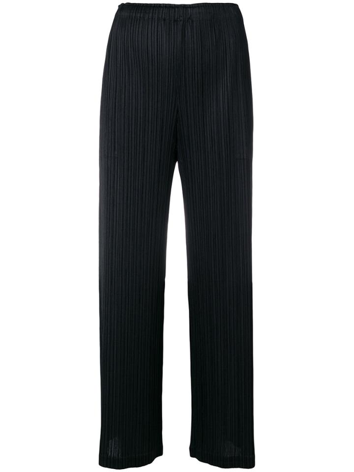 Pleats Please By Issey Miyake Pleated High-waist Trousers - Black