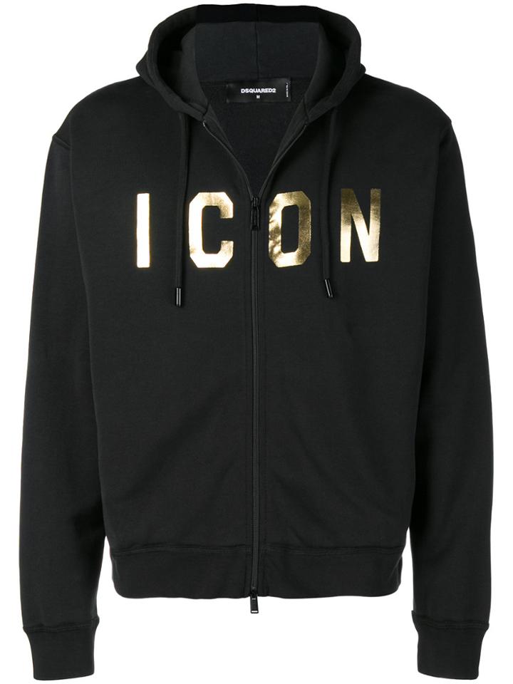Dsquared2 Icon Print Hoodie - Black