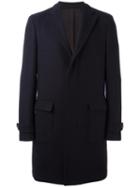 Salvatore Ferragamo Single Breasted Check Coat, Men's, Size: 52, Blue, Wool/cupro