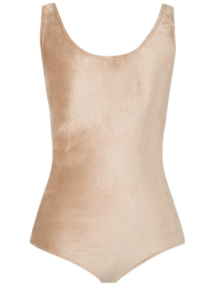 Lilly Sarti - Velvet Bodysuit - Women - Polyester/spandex/elastane - 42, Nude/neutrals, Polyester/spandex/elastane