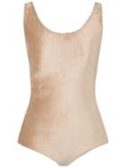 Lilly Sarti - Velvet Bodysuit - Women - Polyester/spandex/elastane - 42, Nude/neutrals, Polyester/spandex/elastane