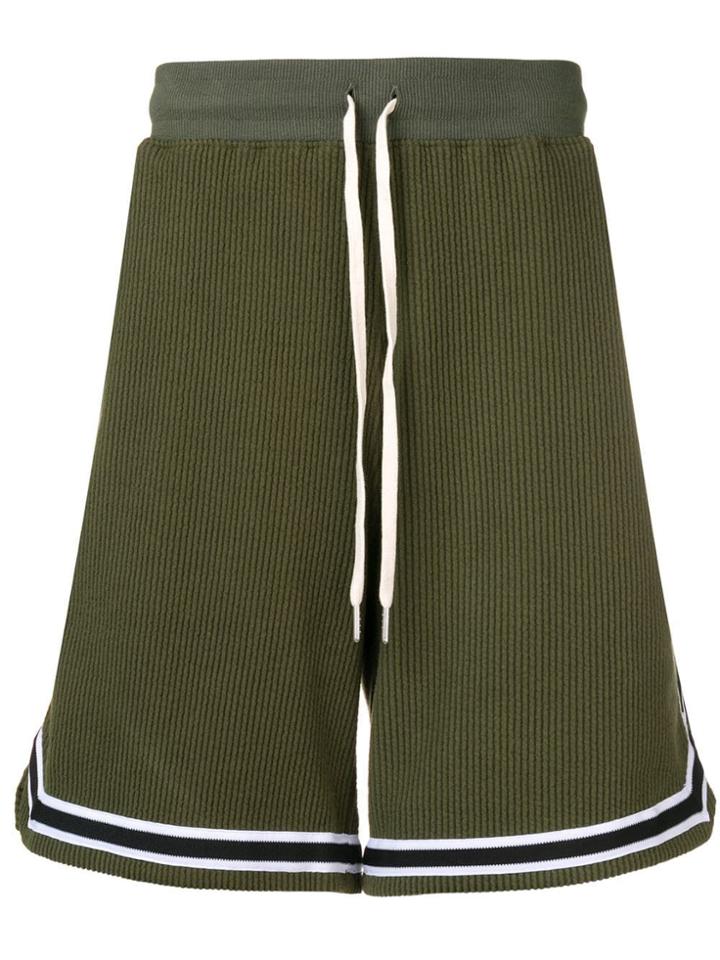 John Elliott Stripe Trim Shorts - Green