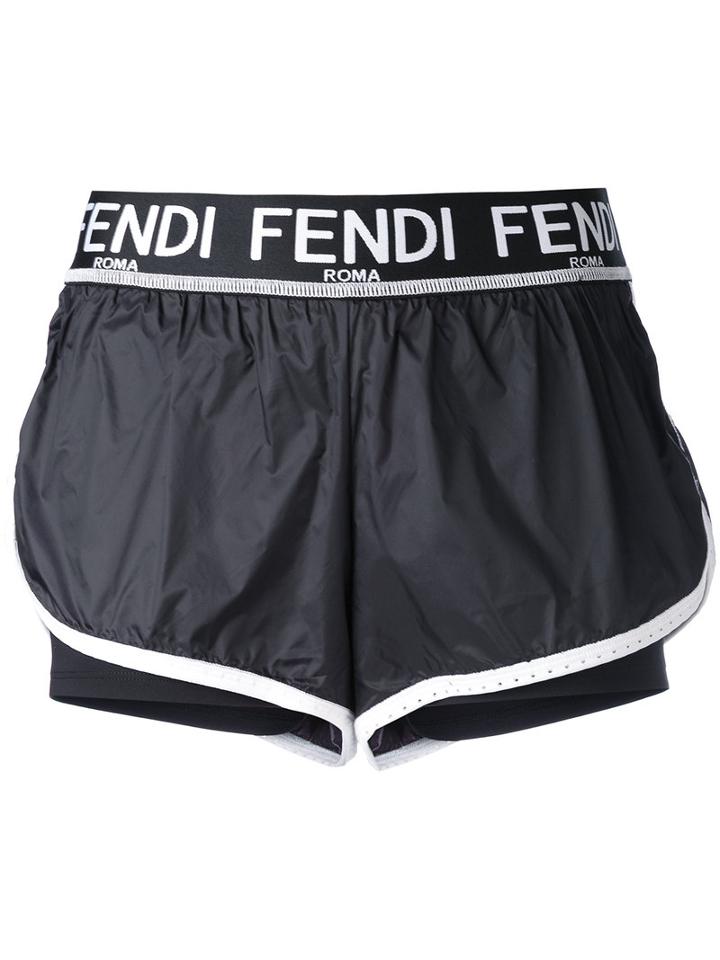 Fendi - Parachute Track Shorts - Women - Polyamide/spandex/elastane - 40, Black, Polyamide/spandex/elastane