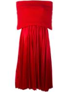 Junya Watanabe Comme Des Garçons Off-shoulder Pleated Dress, Women's, Size: Medium, Red, Cotton/polyester
