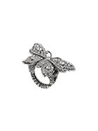 Gucci Crystal Studded Butterfly Ring In Metal - Silver