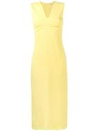 Emilia Wickstead V-neck Midi Dress, Women's, Size: 12, Yellow/orange, Viscose/silk