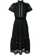 Perseverance London Cable Lace Midi Dress, Women's, Size: 8, Black, Cotton/polyester/rayon