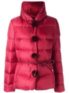 Ermanno Scervino Mink Fur Pom-pom Puffer Jacket, Women's, Size: 42, Red, Acetate/cupro/feather Down/mink Fur