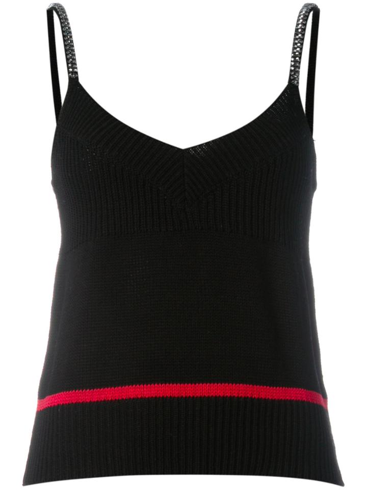No21 Knitted Chain Strap Detail Cami - Black