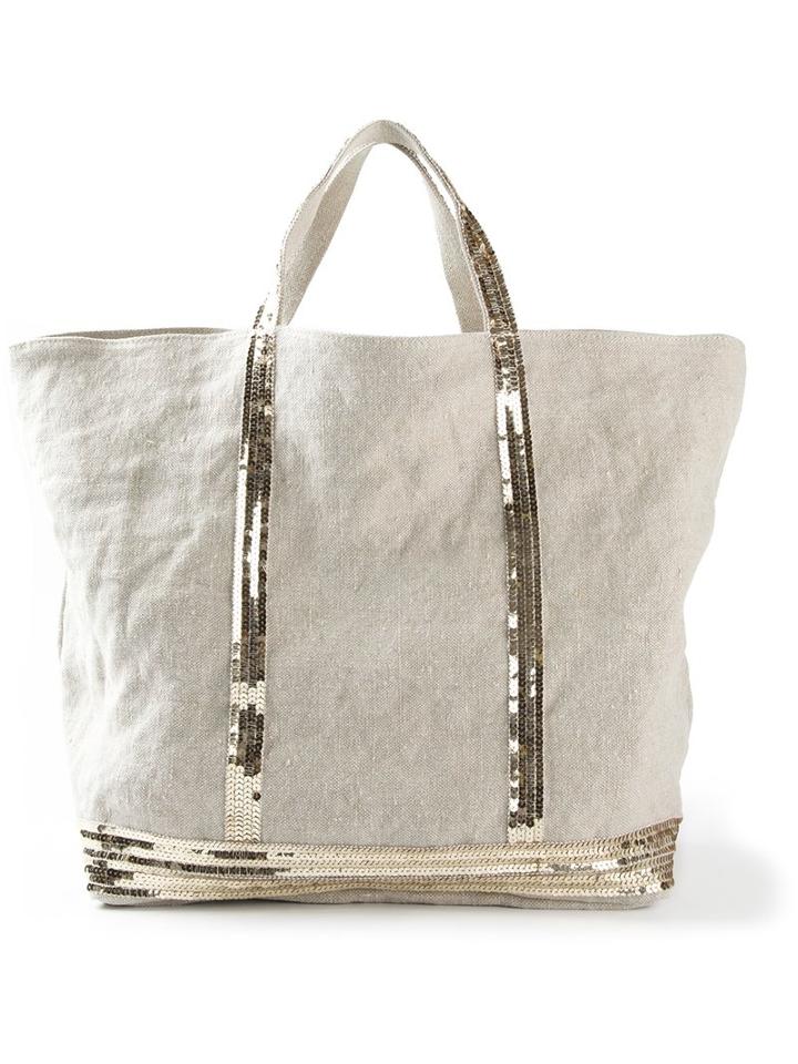 Vanessa Bruno Sequin Embellished Tote, Women's, Nude/neutrals, Linen/flax