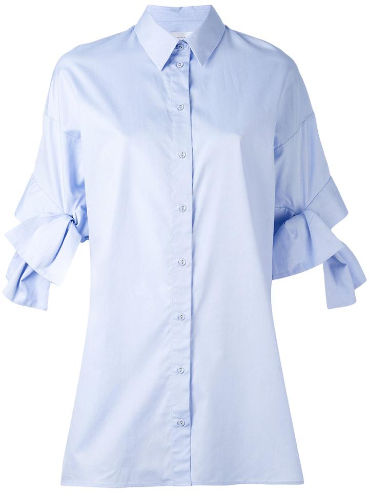 Victoria Victoria Beckham - Tied Sleeves Shirt - Women - Cotton - 40, Blue, Cotton