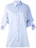 Victoria Victoria Beckham - Tied Sleeves Shirt - Women - Cotton - 40, Blue, Cotton