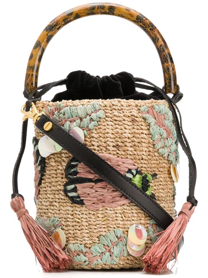 Aranáz Embroidered Bucket Bag - Neutrals