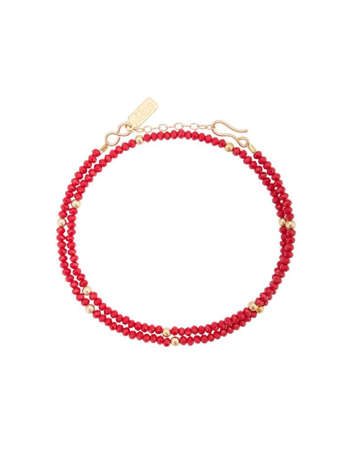 Hues Bead Double Wrap Bracelet - Red