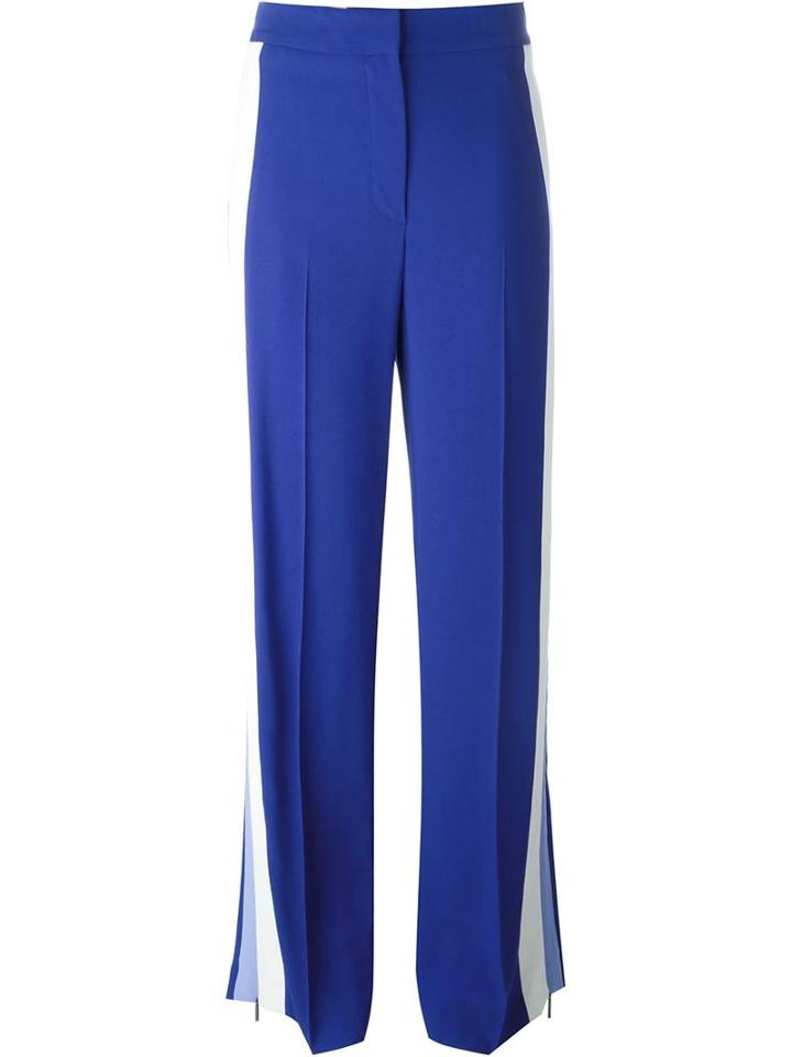 Msgm Panelled Wide Trousers, Women's, Size: 40, Blue, Acetate/viscose/polyester