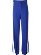 Msgm Panelled Wide Trousers, Women's, Size: 40, Blue, Acetate/viscose/polyester