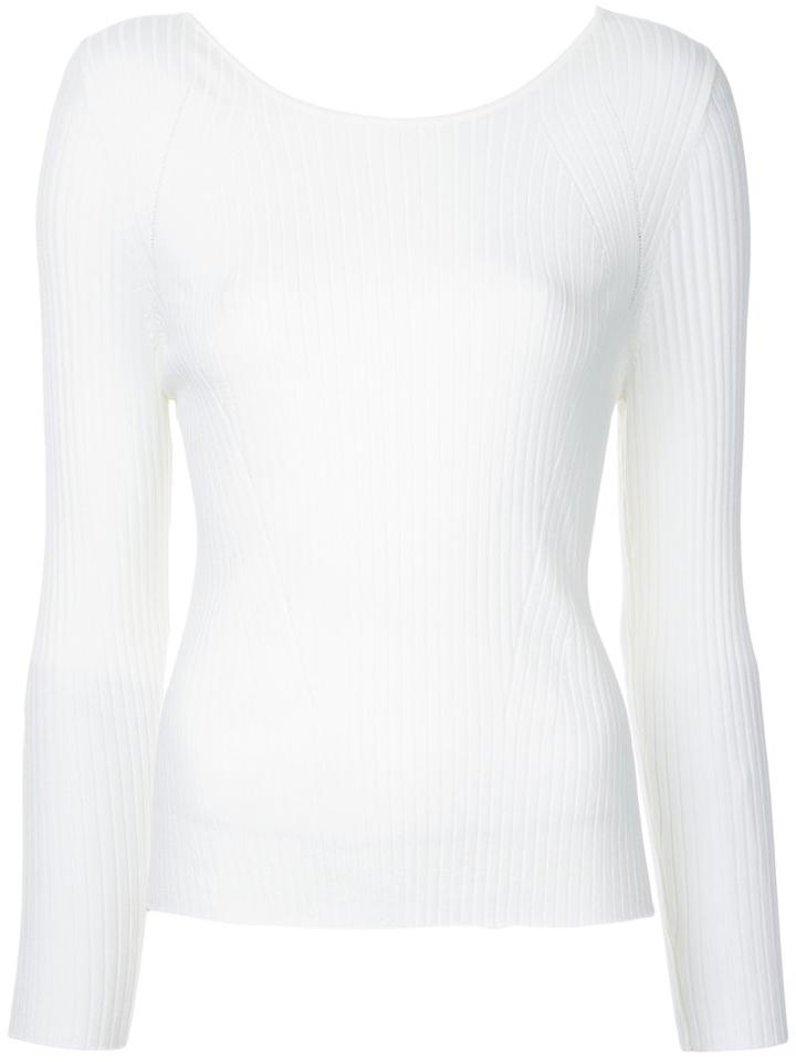 Ribbed Back Twist Jumper - Women - Cotton - One Size, White, Cotton, Torrazzo Donna