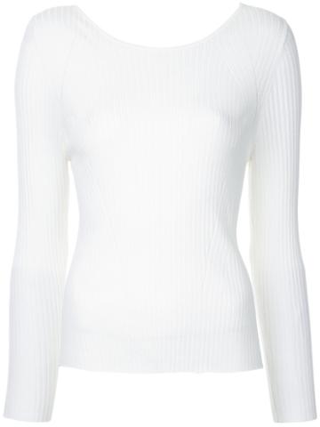 Ribbed Back Twist Jumper - Women - Cotton - One Size, White, Cotton, Torrazzo Donna