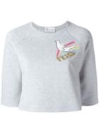 Red Valentino Cropped Embroidered Sweatshirt