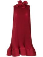 Tibi Pleated Short Sleeveless Dress - Red