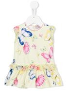Monnalisa - Butterfly Print Dress - Kids - Cotton/spandex/elastane - 12 Mth, Yellow/orange