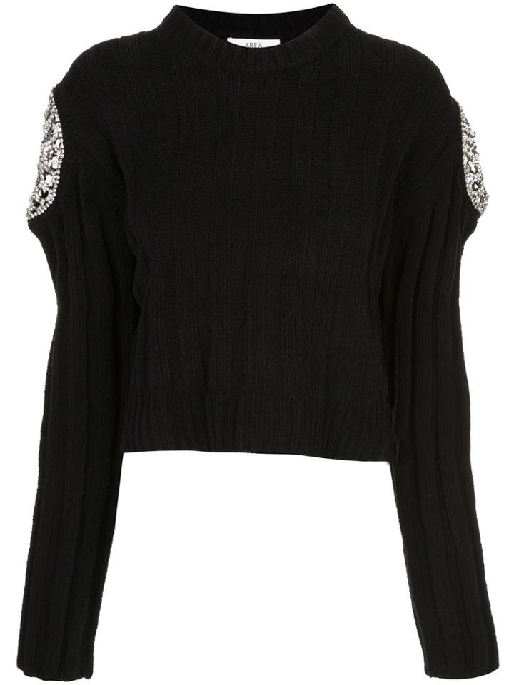 Area Crystal-embellished Cropped Sweater - Blue