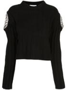 Area Crystal-embellished Cropped Sweater - Blue