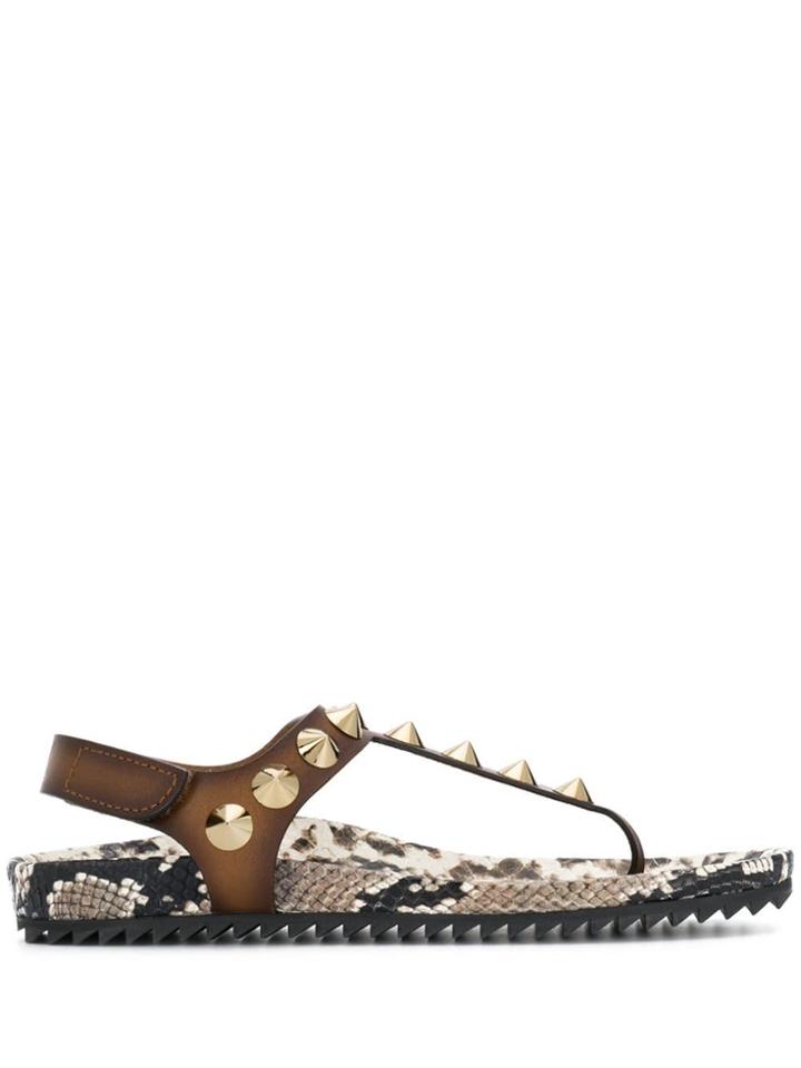 Pedro Garcia Studded Flat Sandals - Brown
