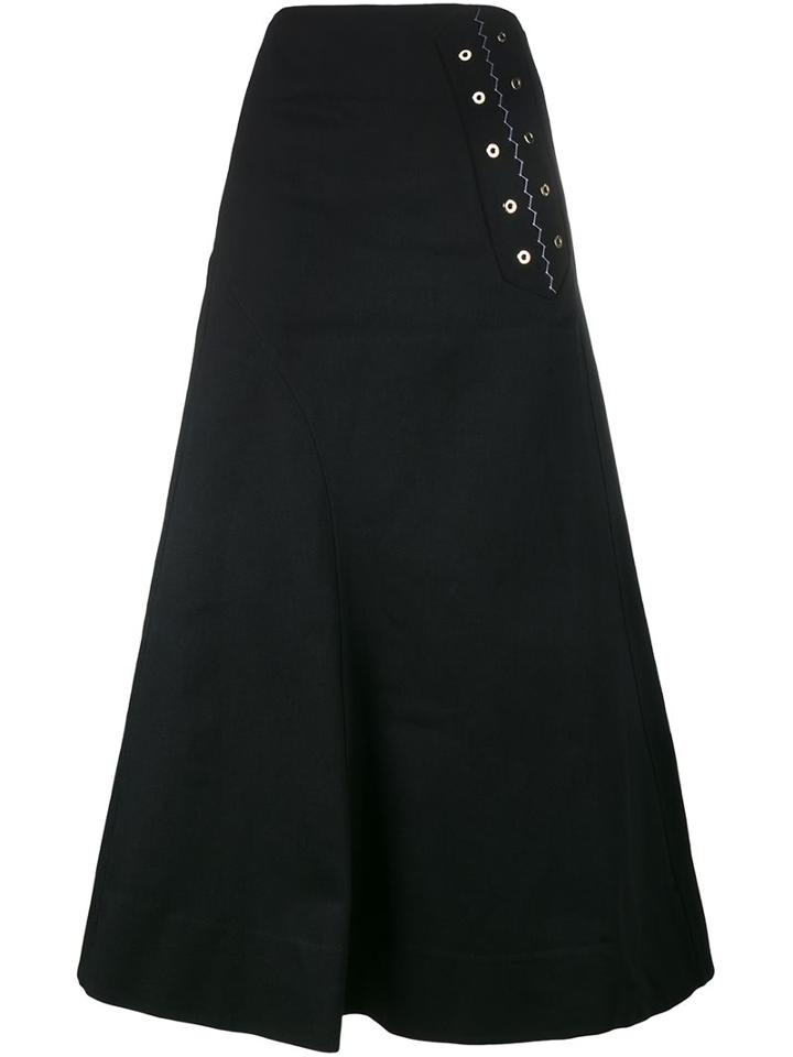 Ellery A-line Maxi Skirt, Women's, Size: 10, Black, Silk/cotton