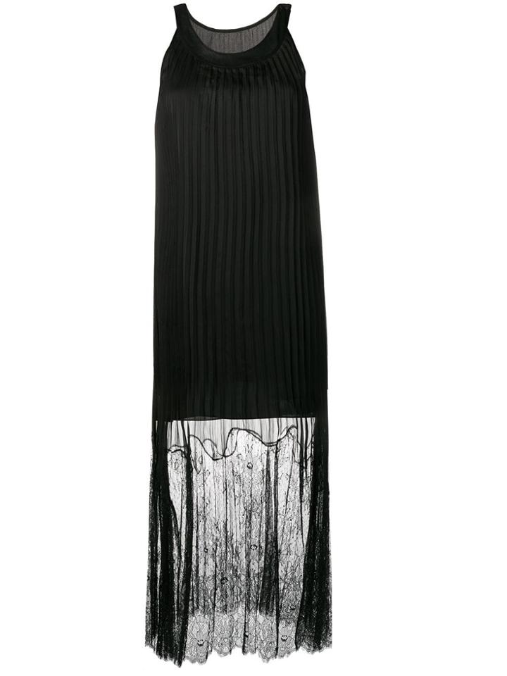 Mcq Alexander Mcqueen Pleated Lace Maxi Dress - Black