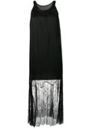 Mcq Alexander Mcqueen Pleated Lace Maxi Dress - Black