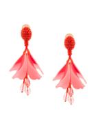 Oscar De La Renta Floral Drop Earrings - Red