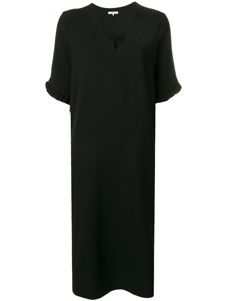 Ganni Boxy Side Slit Dress - Black