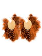 Katerina Makriyianni Feather Hoop Earrings - Yellow & Orange