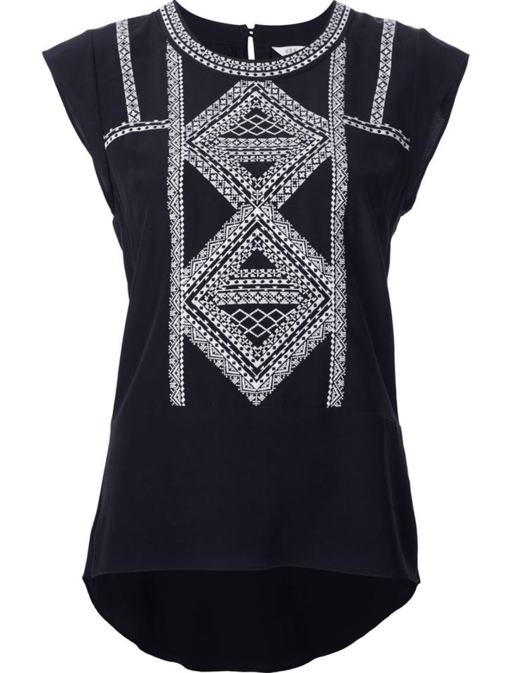 Veronica Beard Embroidered Sleeveless Top