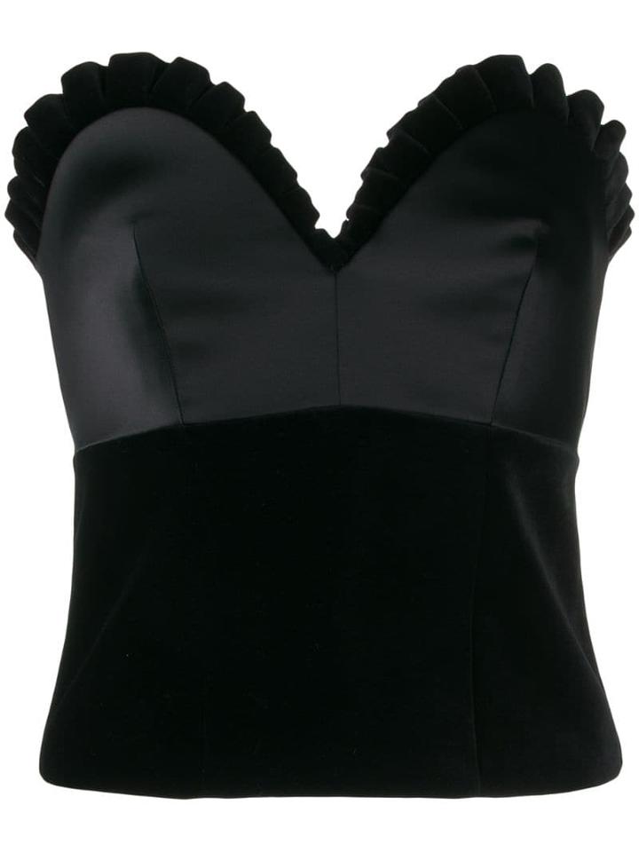 Moschino Velvety Panelled Bustier Top - Black