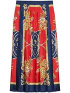 Gucci Silk Skirt With Flowers And Tassels Print - Red
