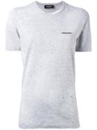 Dsquared2 - Distressed Chest Logo T-shirt - Women - Cotton/viscose - Xs, Grey, Cotton/viscose