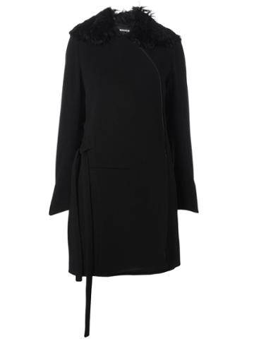 Ann Demeulemeester Asymmetric Zip Fastening Coat, Women's, Size: 36, Black, Cotton/nylon/rayon/lama Fur