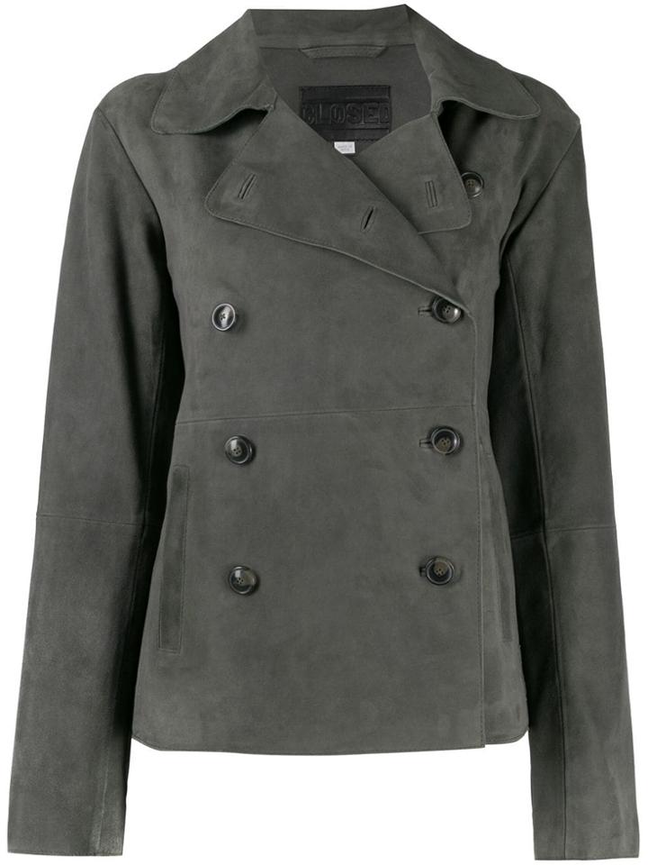 Closed Double-breasted Fitted Jacket - Grey