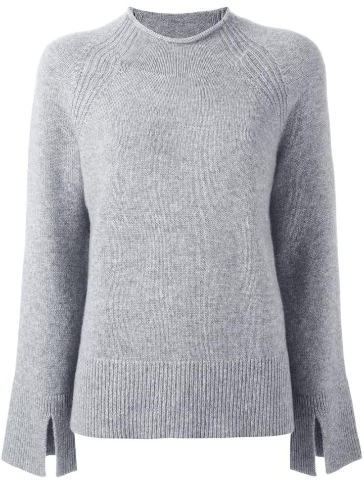 Theory Flared Ribbed Sweater, Women's, Size: Xs, Grey, Cashmere